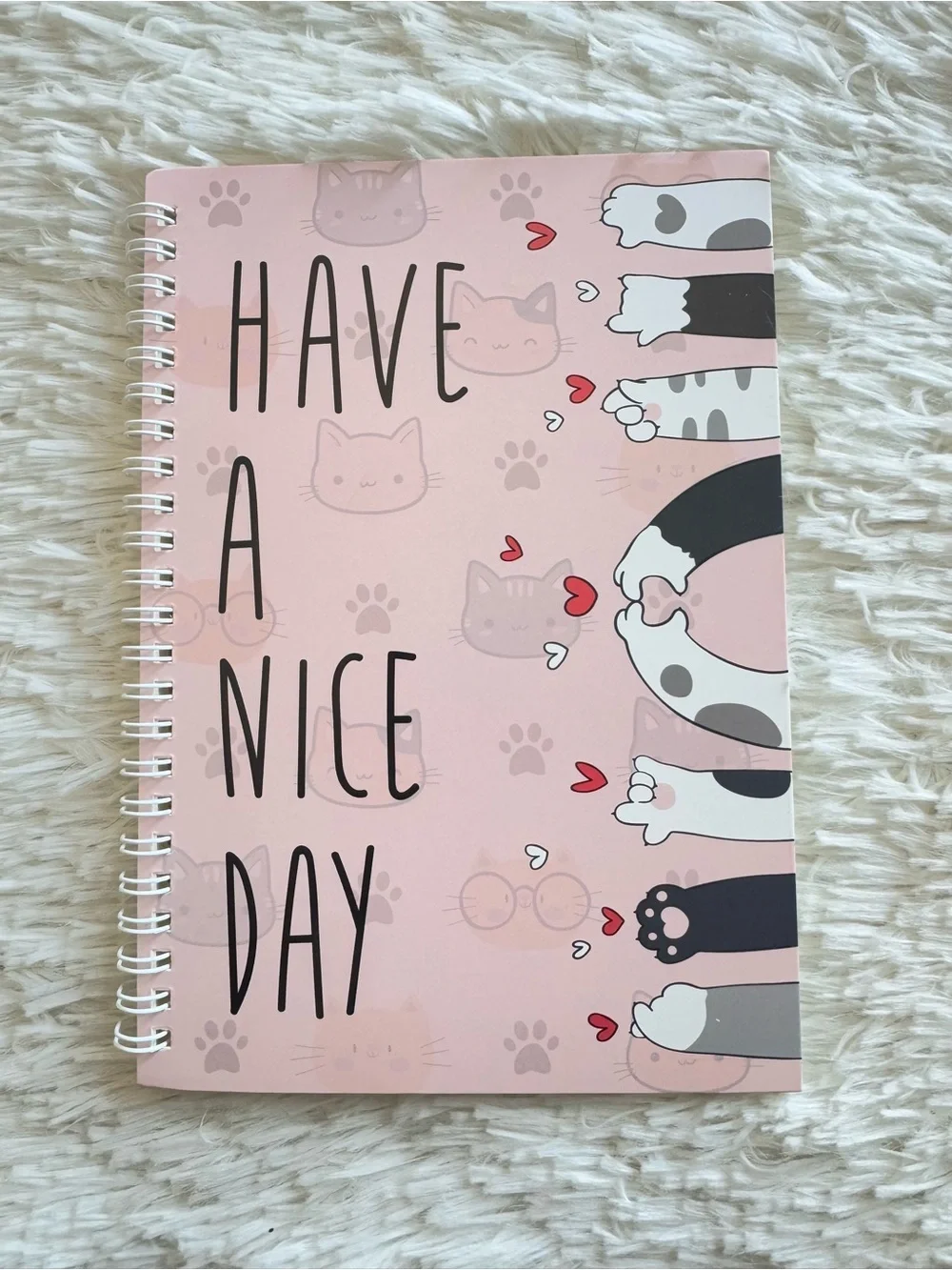 Have A Nice Day Pink Cat Spiral A5 Notebook